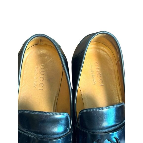 Gucci Men\'s Black Leather Mila Wimbledon Logo Loafers Size 10.5 Shoes main image 11